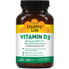 Country Life Vitamin D3 5000 IU, 200 softgels