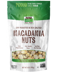 NOW Foods Macadamia Nuts, Dry Roasted & Salted - 9 oz