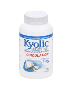 Kyolic Circulation Formula 106 Garlic With Vitamin E, Cayenne, And Hawthorn, 200 Capsules