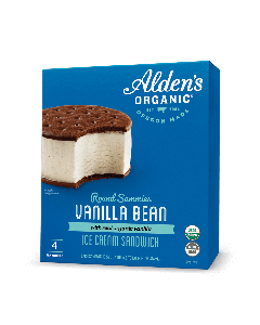 Alden's Organic Round Sammies Vanilla Bean Ice Cream Sandwich - Front view