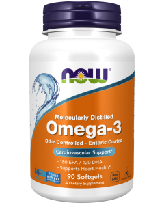 NOW Foods Omega-3, Molecularly Distilled & Enteric Coated - 90 Softgels