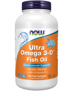 NOW Foods Ultra Omega 3-D™ Fish Oil (Fish Gelatin) - 180 Fish Softgels