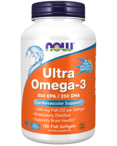 NOW Foods Ultra Omega-3 (Fish Gelatin) - 180 Fish Softgels