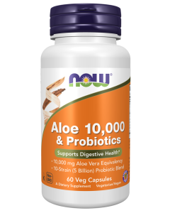 NOW Foods Aloe 10,000 & Probiotics - 60 Veg Capsules