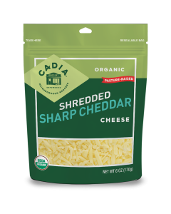 Cadia Organic Shredded Sharp Cheddar Cheese - Front view