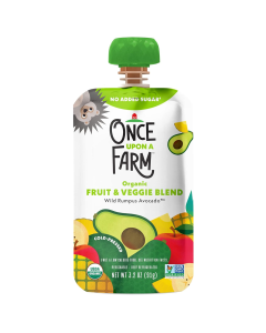 Once Upon a Farm Organic Fruit and Veggie Blend, Wild Rumpus Avocado - Front view