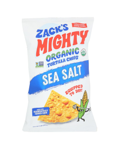 Zacks Mighty Organic Sea Salt Tortilla Chips - Front view