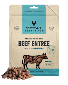 Vital Essentials Freeze Dried Dog Food Raw Beef Mini Nibs Entree - Front view