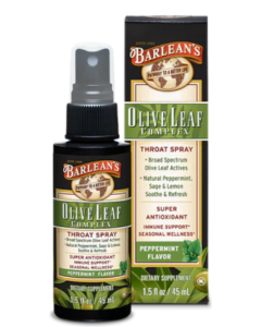 Barleans Throat Spray, Olive Leaf,  1.5 oz