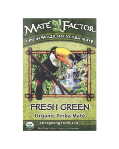 Mate Factor Organic Yerba Mate Fresh Green, 24 Tea Bags  - Front view