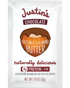 Justin's Hazelnut and Almond Butter Squeeze Pack, Chocolate, 1.15 oz. 