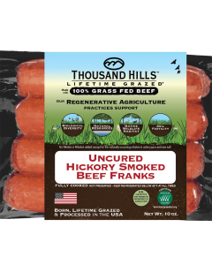 Thousand Hills Lifetime Grazed Hickory Smoked Beef Franks - Front view