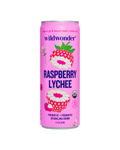 WildWonder Sparkling Probiotic Raspberry Lychee Drink - Front view