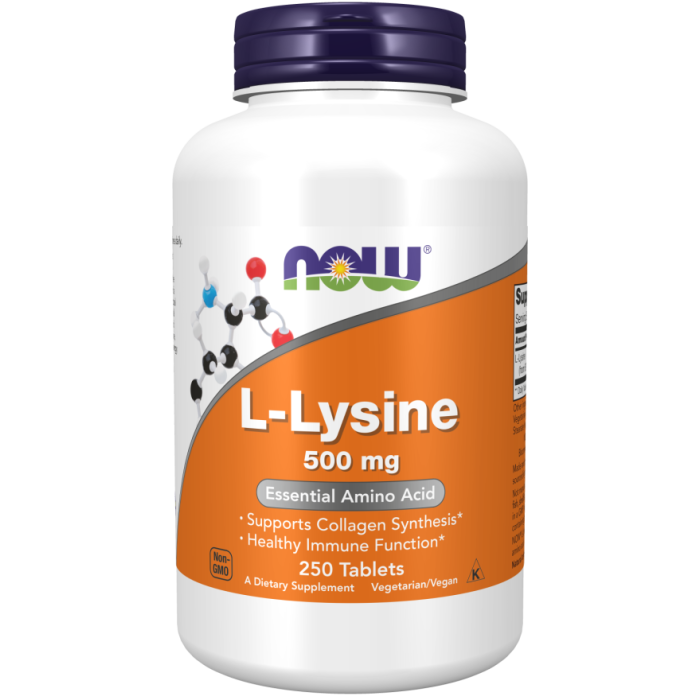 NOW Foods L-Lysine 500 mg - 250 Tablets