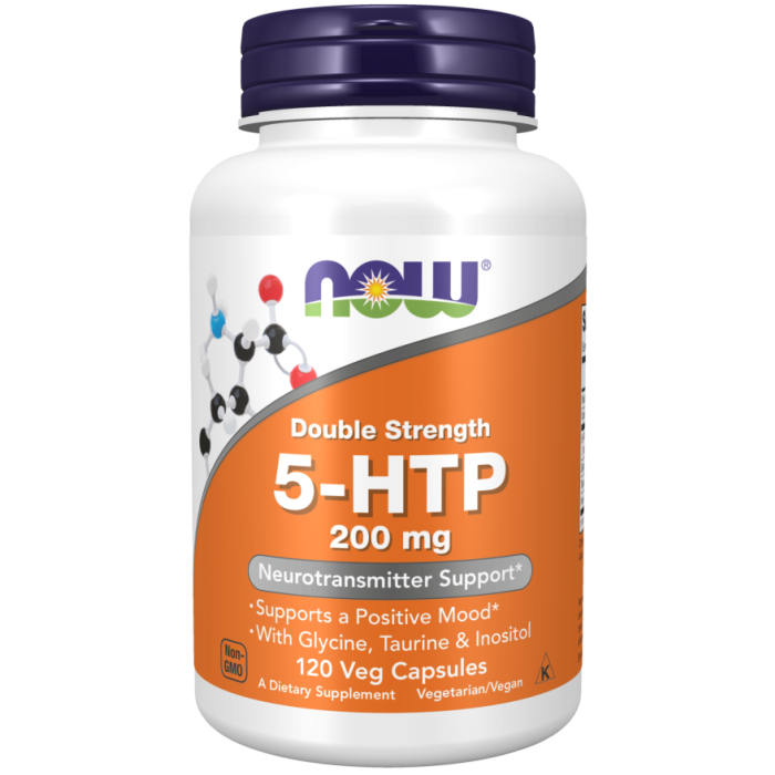 NOW Foods 5-HTP, Double Strength 200 mg - 120 Veg Capsules