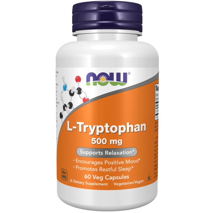 NOW Foods L-Tryptophan 500 mg - 60 Veg Capsules