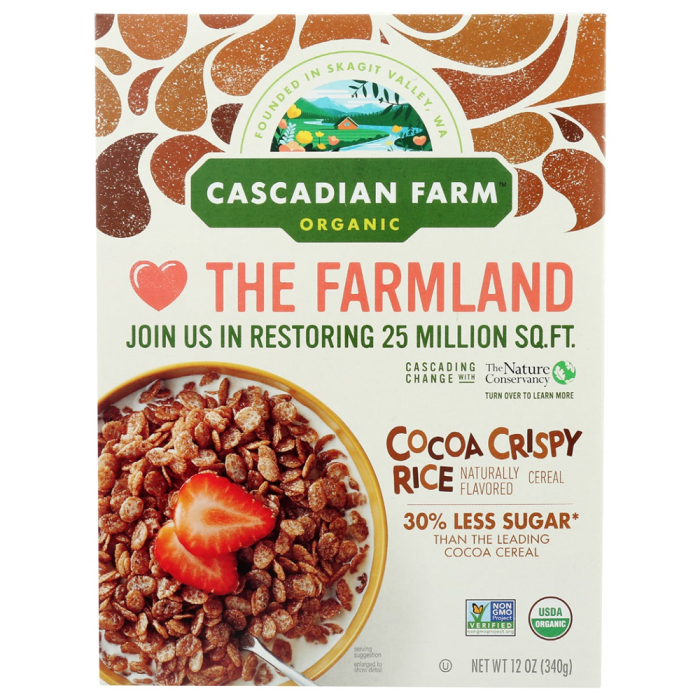 Cascadian Farm Organic Cocoa Crispy Rice Cereal - Front view