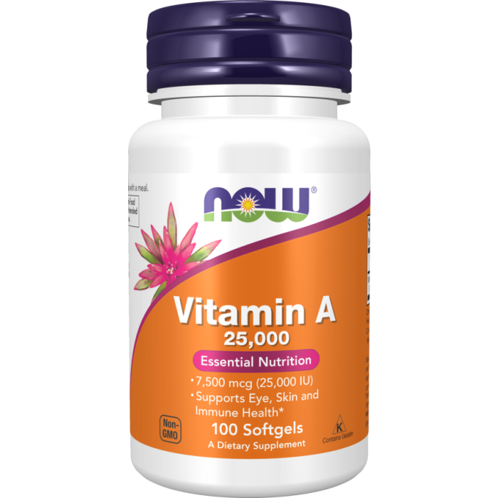 NOW Foods Vitamin A 25,000 - 100 Softgels