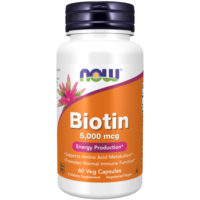 NOW Foods Biotin 5,000 mcg - 60 Veg Capsules