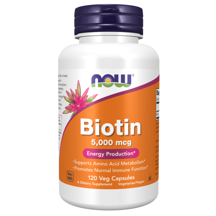 NOW Foods Biotin 5,000 mcg - 120 Veg Capsules