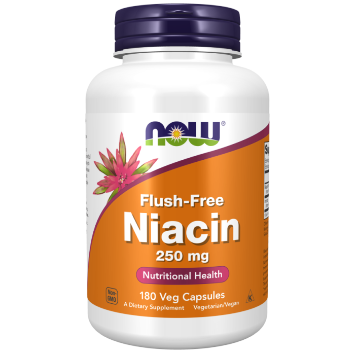 NOW Foods Flush-Free Niacin 250 mg - 180 Veg Capsules