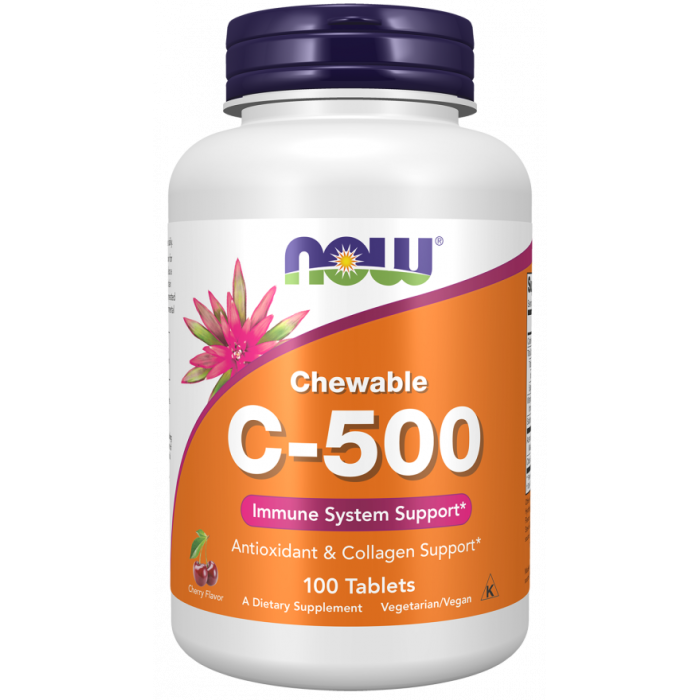 NOW Foods Vitamin C-500 Cherry Chewable - 100 Tablets