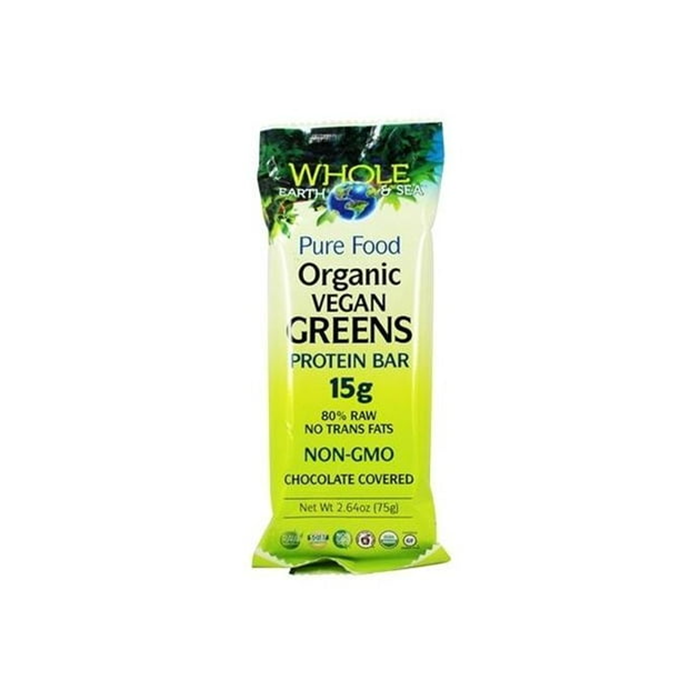 Natural Factors Whole Earth & Sea Vegan Organic Greens Protein Bar - Front view