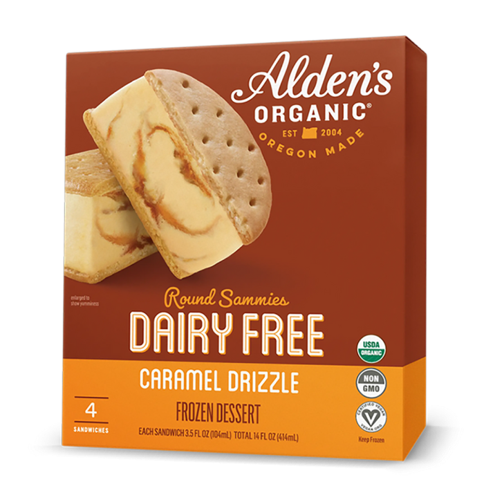 Alden's Organic Dairy Free Caramel Drizzle Ice Cream Bar - Front view