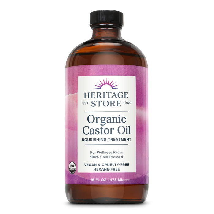 Heritage Store Organic Castor Oil - Front view