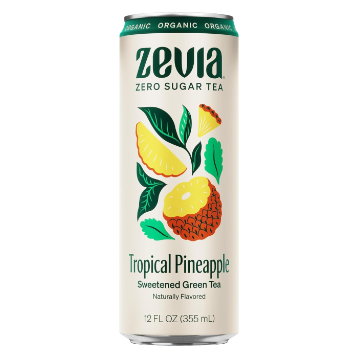 Zevia Organic Green Tea Tropical Pineapple - Front view