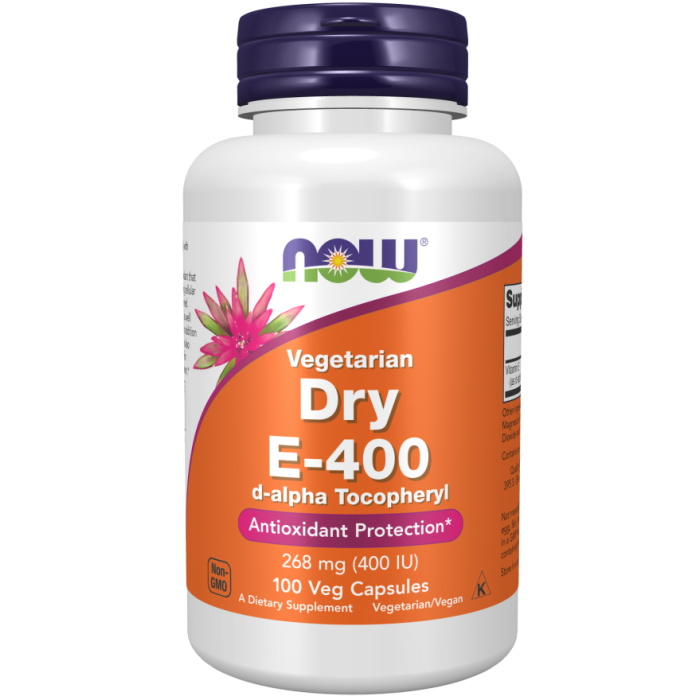 NOW Foods Vitamin E-400 Vegetarian Dry - 100 Veg Capsules