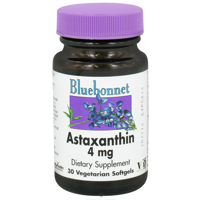 Bluebonnet Astaxanthin  4 mg,  30 Veg Sgels