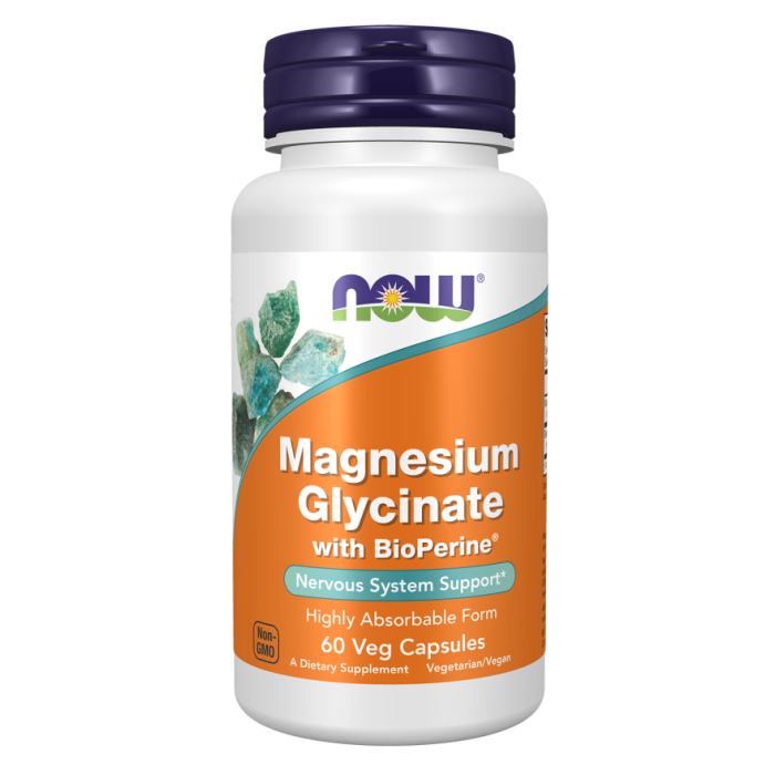 NOW Foods Magnesium Glycinate with BioPerine® - 60 Veg Capsules