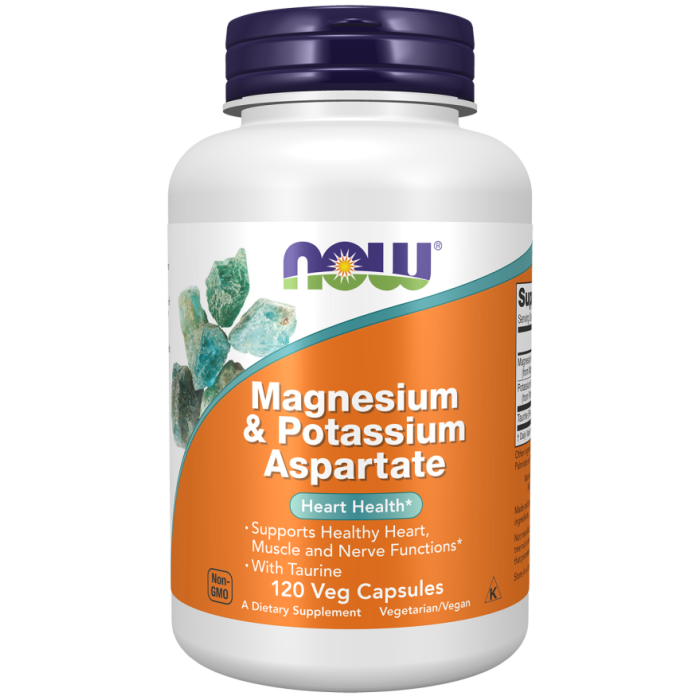 NOW Foods Magnesium & Potassium Aspartate - 120 Veg Capsules