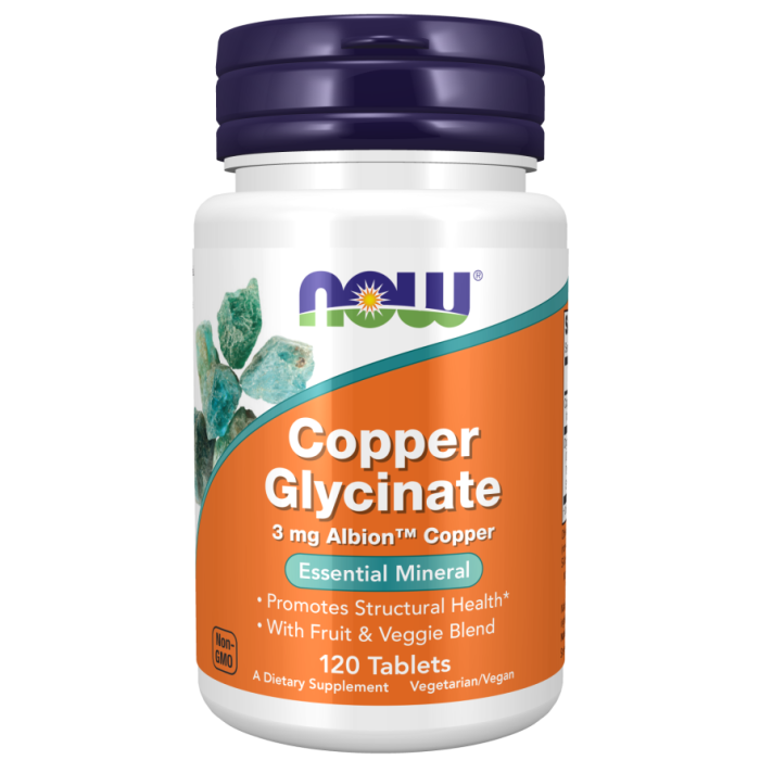 NOW Foods Copper Glycinate - 120 Tablets