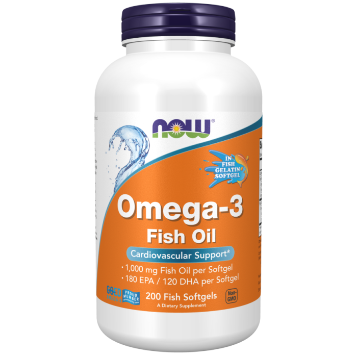 NOW Foods Omega-3, Molecularly Distilled - 200 Fish Softgels