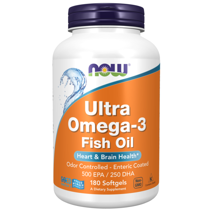 NOW Foods Ultra Omega-3 Fish Oil (Bovine Gelatin) - 180 Softgels