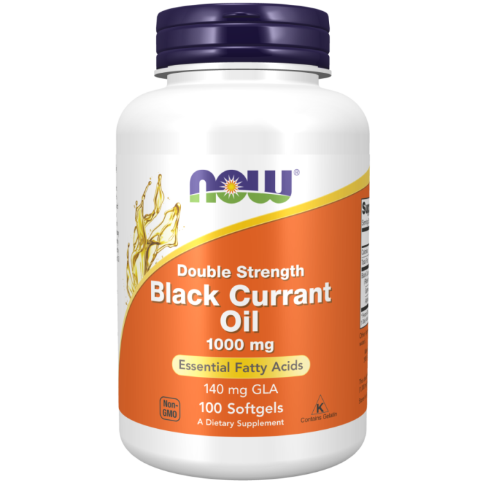 NOW Foods Black Currant Oil, Double Strength 1000 mg - 100 Softgels