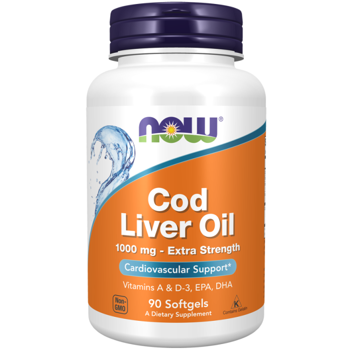 NOW Foods Cod Liver Oil, Extra Strength 1,000 mg - 90 Softgels