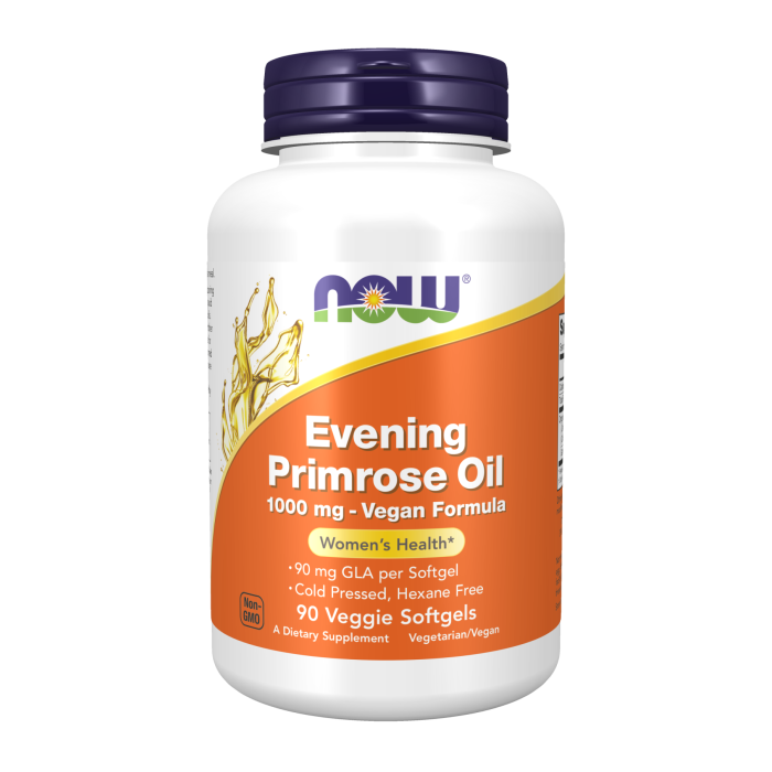 NOW Foods Evening Primrose Oil 1000 mg Vegan Formula - 90 Veggie Softgels