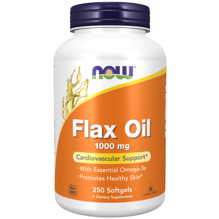 NOW Foods Flax Oil 1000 mg - 250 Softgels