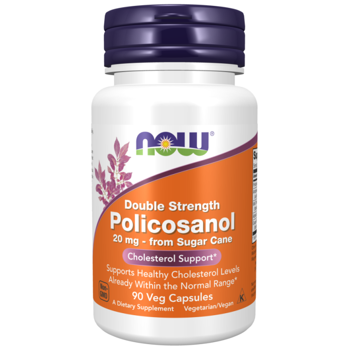 NOW Foods Policosanol, Double Strength 20 mg - 90 Veg Capsules