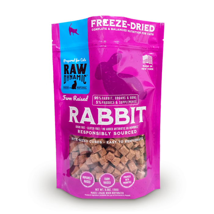 Raw Dynamic Rabbit Freeze Dried Food for Cats - Front view