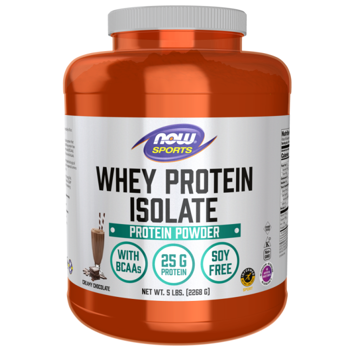 NOW Foods Whey Protein Isolate, Creamy Chocolate Powder - 5 lbs.