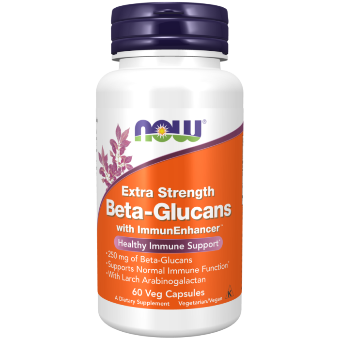 NOW Foods Beta-Glucans with ImmunEnhancer™, Extra Strength - 60 Veg Capsules