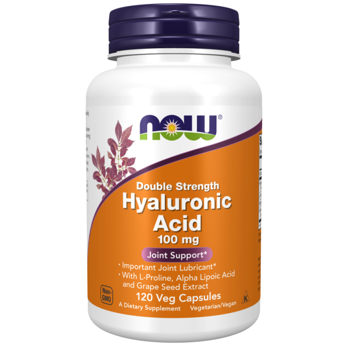 NOW Foods Hyaluronic Acid, Double Strength 100 mg - 120 Veg Capsules