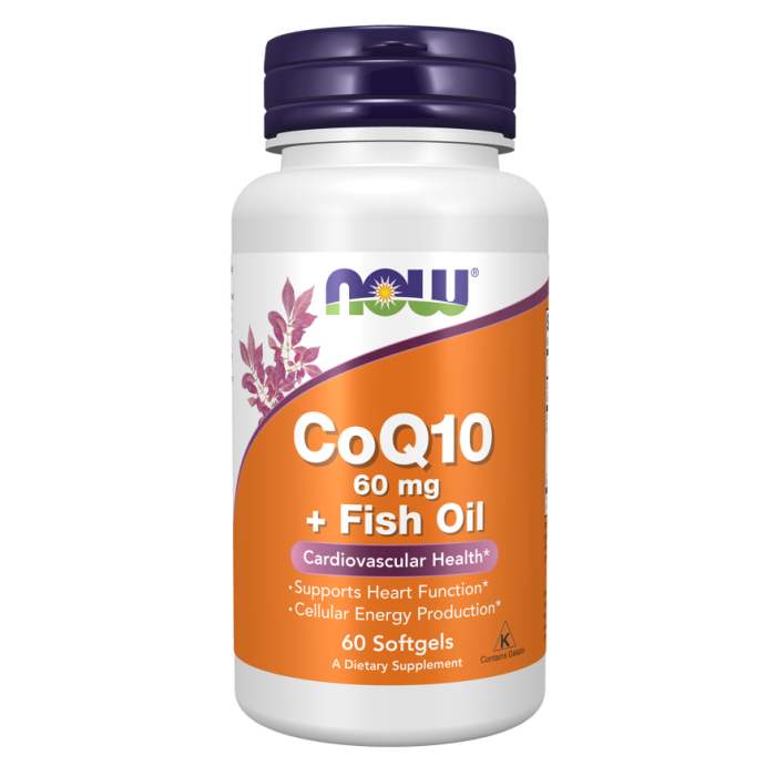 NOW Foods CoQ10 60 mg + Fish Oil – 60 Softgels