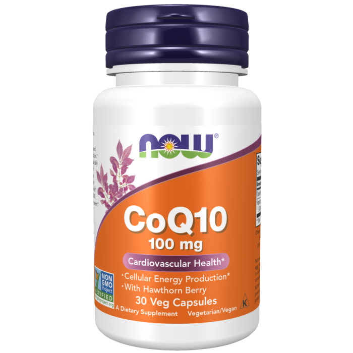 NOW Foods CoQ10 100 mg with Hawthorn Berry - 30 Veg Capsules