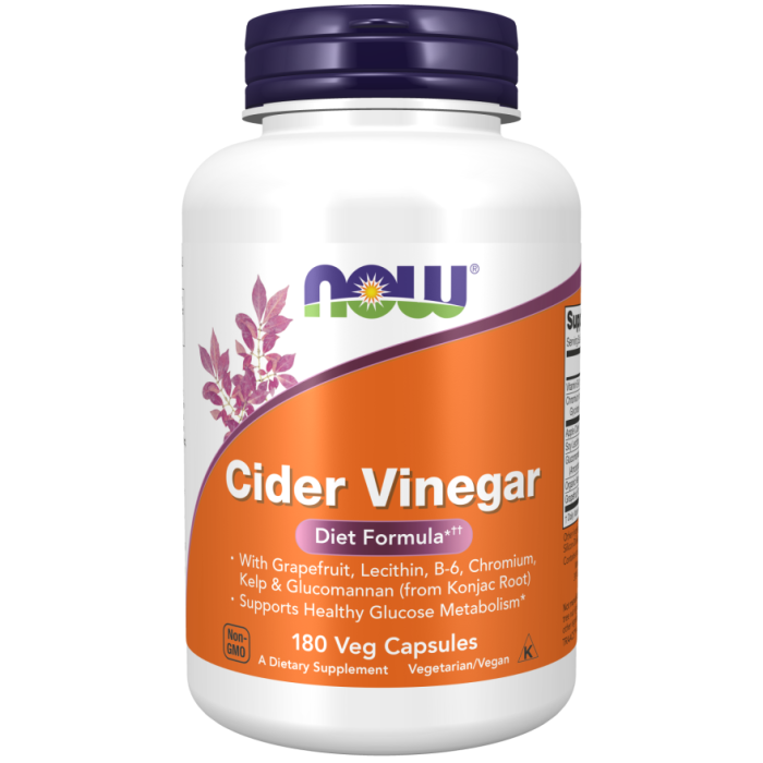 NOW Foods Cider Vinegar - 180 Veg Capsules