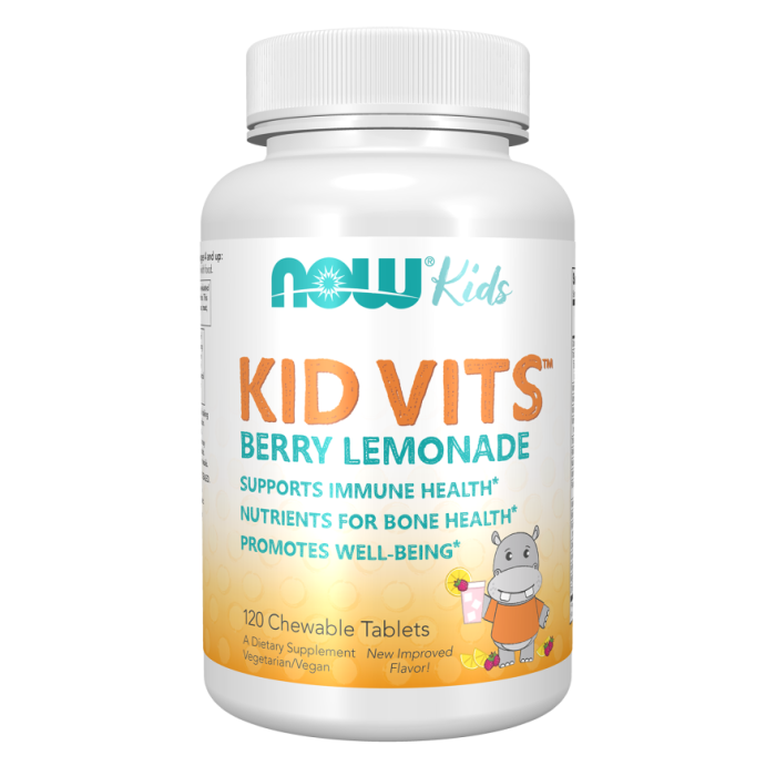 NOW Foods Kid Vits™ Berry Lemonade – 120 Chewable Tablets